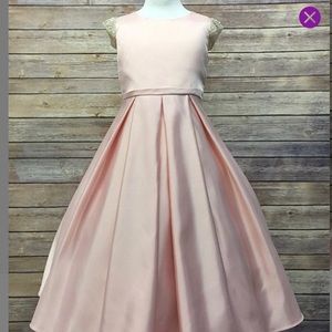Precious Kids Pink Pearl Satin Dress